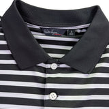 Walter Hagen Mens Black/White Striped Polo Shirt Lightweight Performance Size L