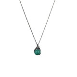 Sterling Silver 925 Womens Green Malachite Frog Pendant Necklace