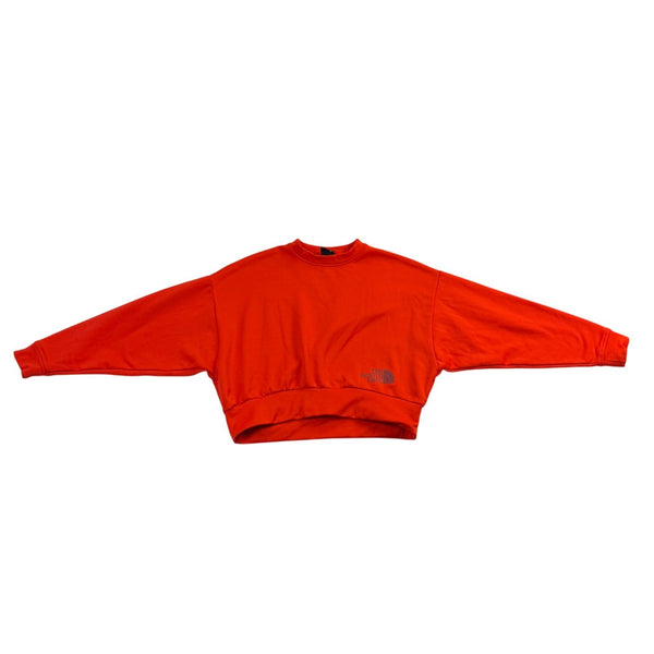 The North Face Womens Orange Cropped Long Sleeve Sweatshirt Logo Casual Sz XS