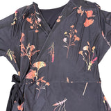 Helene Clarkson Womens Black Wrap Dress Floral Print Size L
