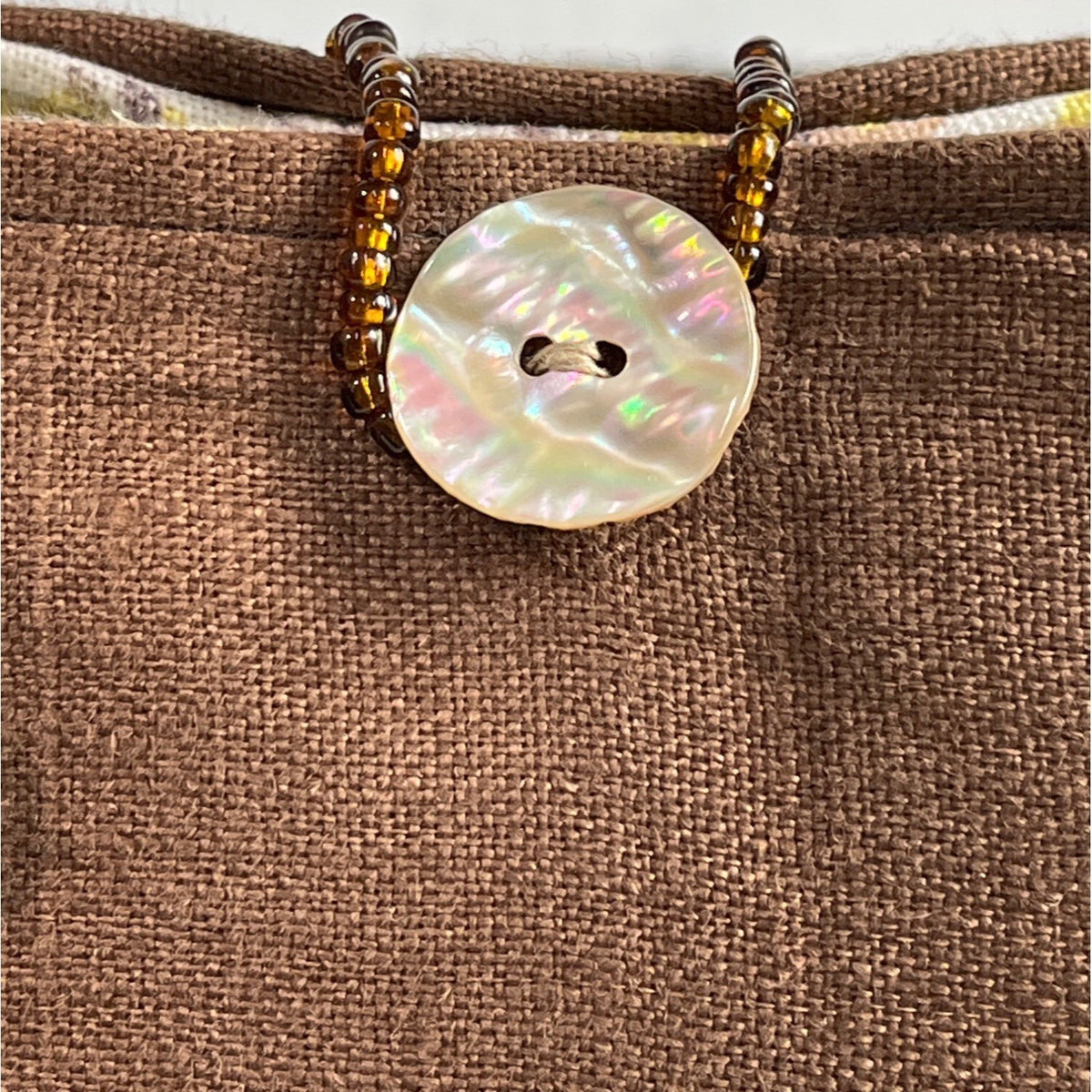 Handcrafted Women's Brown Silverware Crafty Art Handle Handbag Sz M