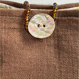 Handcrafted Women's Brown Silverware Crafty Art Handle Handbag Sz M