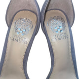 Vince Camuto Women’s Gray Suede Buckle Ankle Strap Kitten Heeled Sandals Size 7M