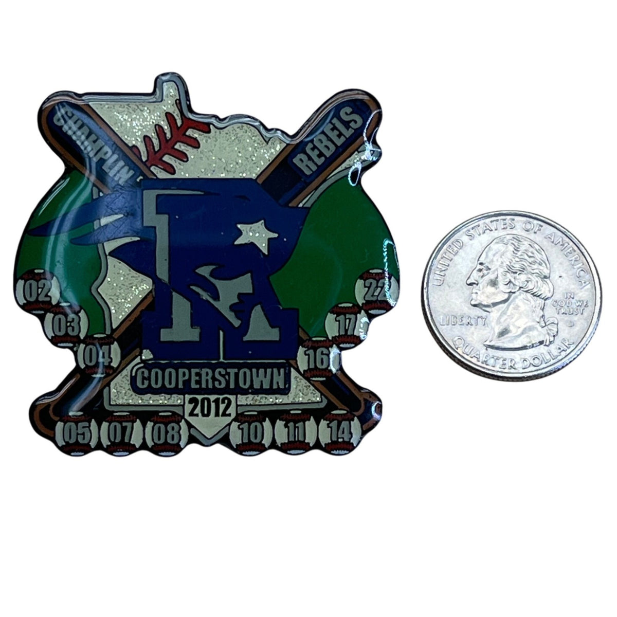 Chaplin Rebels Cooperstown 2012 Baseball Pin With Dual Clutch Back Fasteners