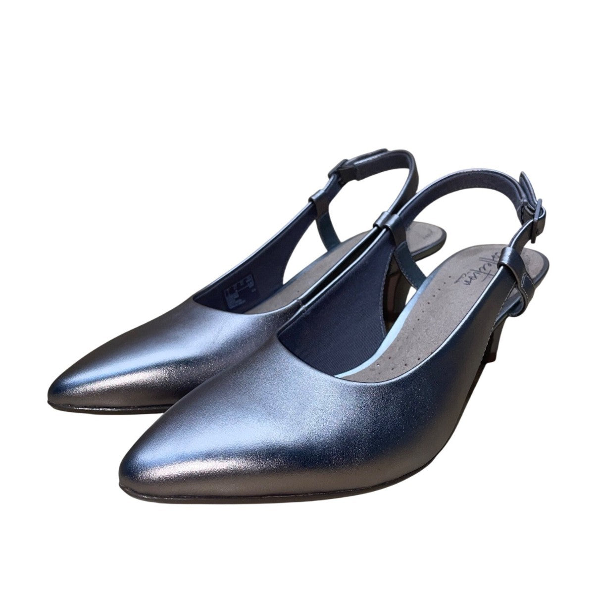 Clarks Women’s Gray Pewter Linvale Loop Slingback Heels Size 9.5M
