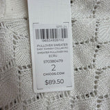 Chicos Womens Cream Knit Pullover Sweater Acetate/Modal Blend Size L