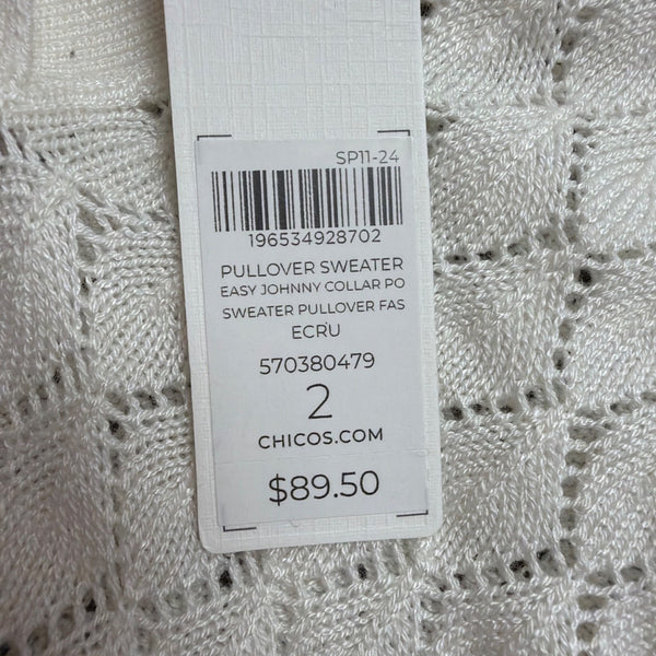 Chicos Womens Cream Knit Pullover Sweater Acetate/Modal Blend Size L