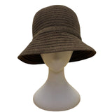 Charter Club Brown Fabric Bucket Hat Woven Texture Bow Accent