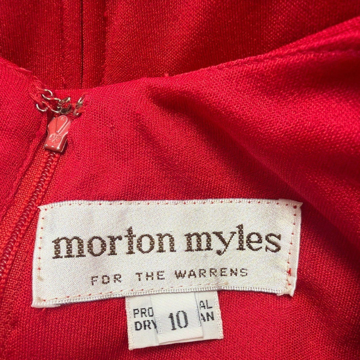 Morton Myles Womens Red Satin Tiered Bow Detail Long Sleeve Elegant Dress Sz 10