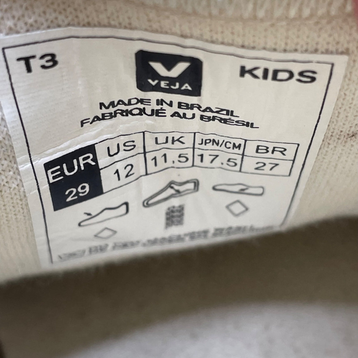 Veja Kids White & Gray Suede & Faux Leather Lace-Up Low-Top Sneakers Size 12