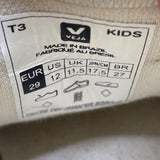 Veja Kids White & Gray Suede & Faux Leather Lace-Up Low-Top Sneakers Size 12