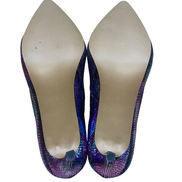 Betsey Johnson Women’s Purple Faux Snakeskin Albaa Ankle Heeled Booties Size 8M