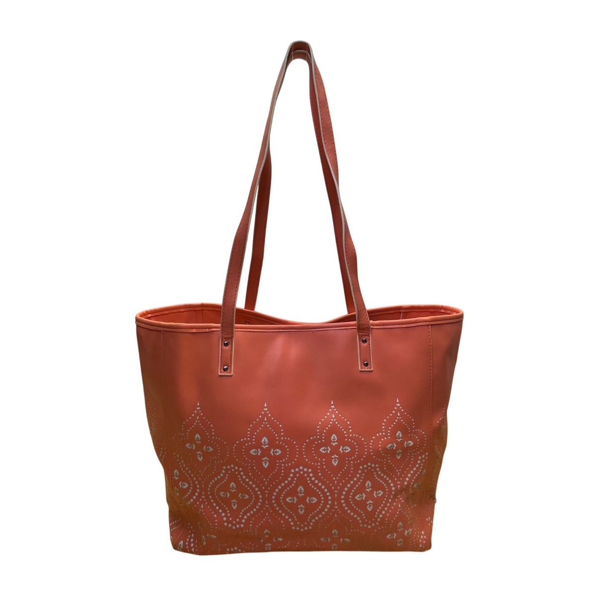 Vera Bradley Women’s Coral Faux Leather Laser-Cut Tote Bag With Shoulder Straps