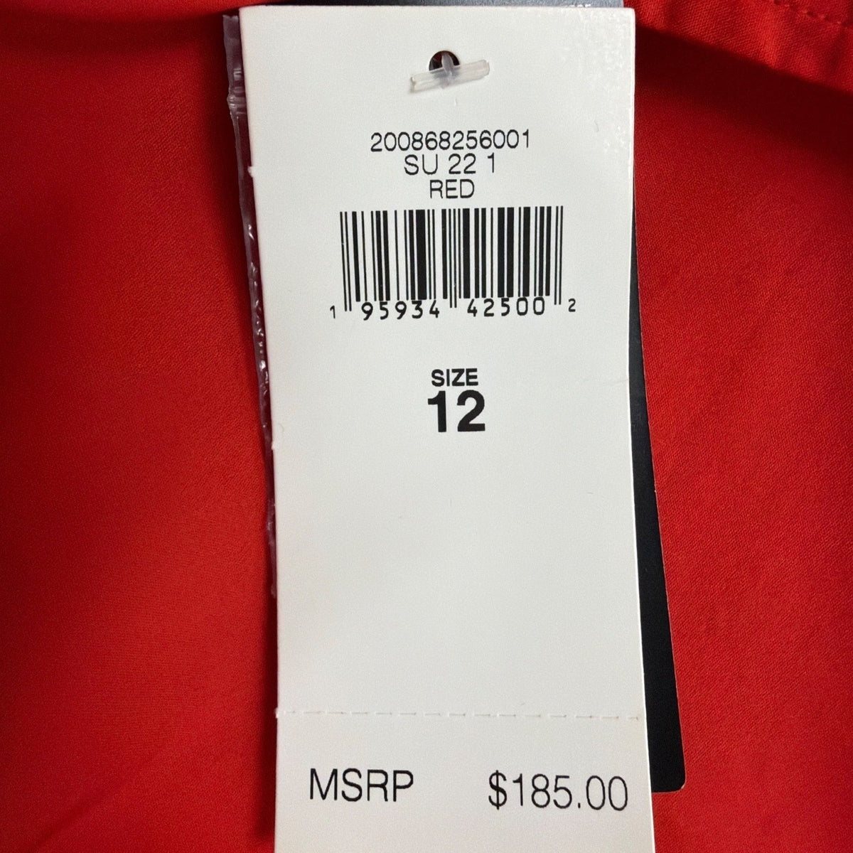 Lauren Ralph Lauren Womens Red Button-Up Puff Sleeve Midi Dress Sz 12 - New