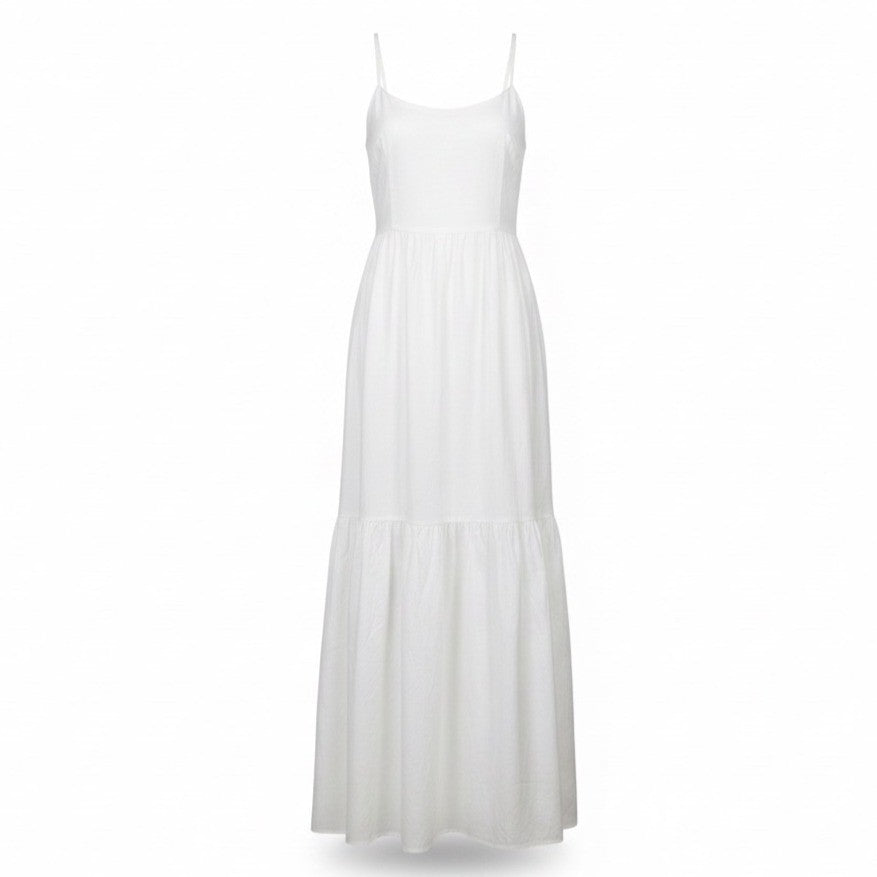 Wayf Womens White Cotton Maxi DressSleeveless Back Bow Detail Size XS