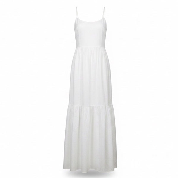 Wayf Womens White Cotton Maxi DressSleeveless Back Bow Detail Size XS