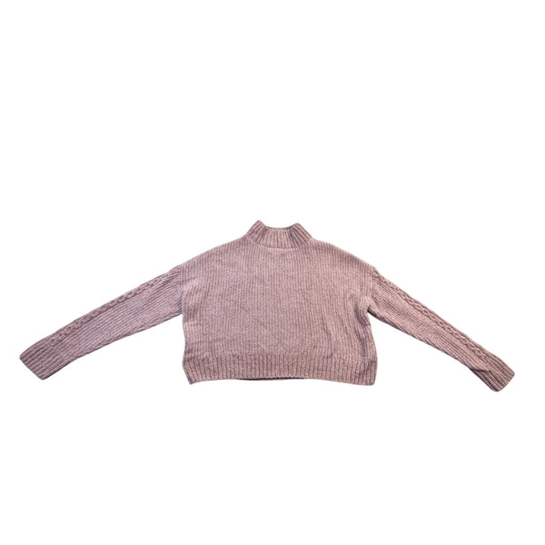 Rachel Zoe Womens Beige Cable Knit Cropped Turtleneck Sweater Size S
