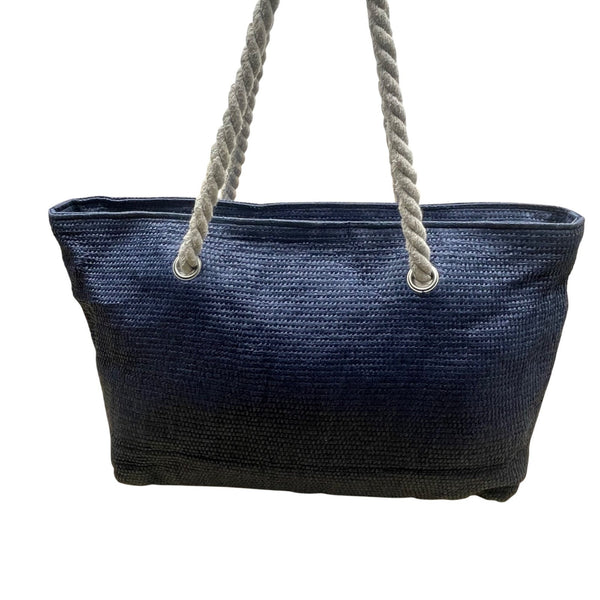 Southwest Rope Handle Navy Come Sail Away Seahorse Print Beach Tote Bag
