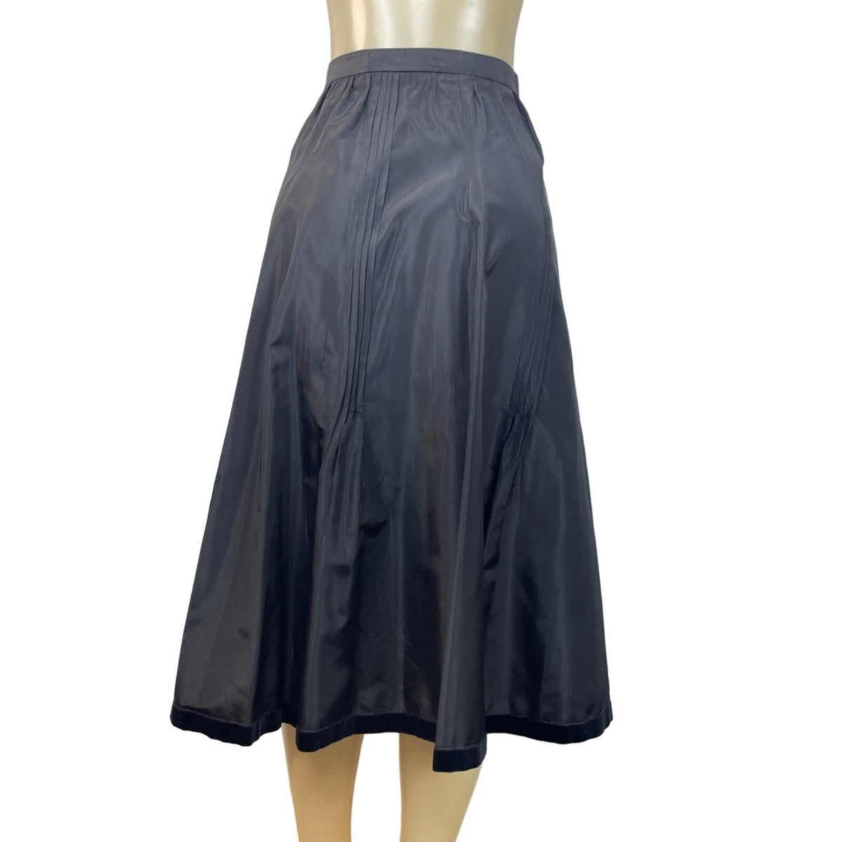 Vintage 80''s Miss Féraud Women's Black  With Embroidered Floral Art Long Skirt