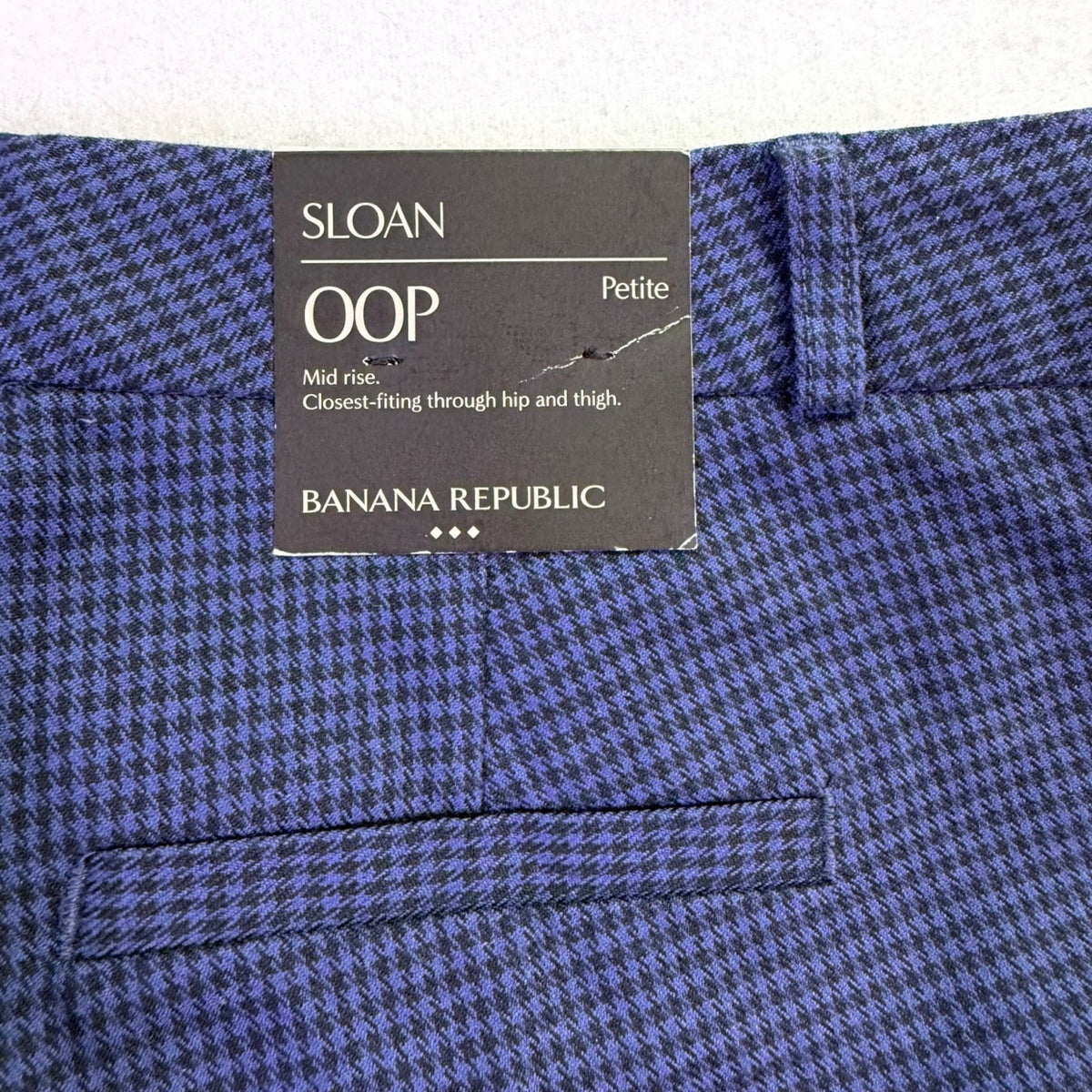 Banana Republic Womens Blue Cotton Blend Pants Sloan Petite Mid Rise Size OOP