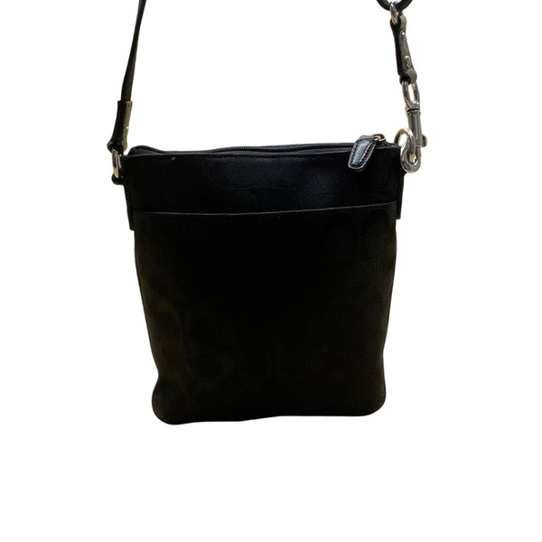 Coach Women’s Black Fabric & Leather Monogram Adjustable Strap Crossbody Bag