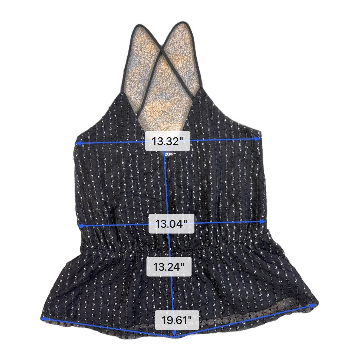 Express Womens Black Nylon & Polyester Sparkle Strappy Peplum Tank Top XS