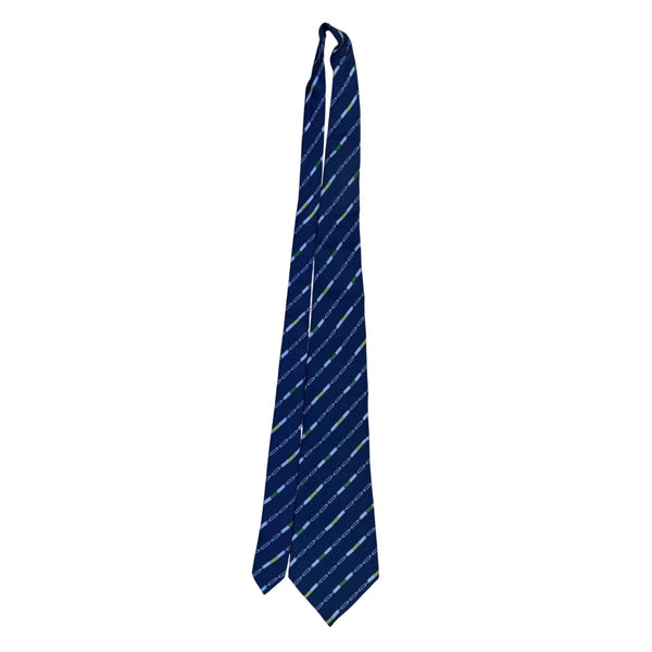 Mens Blue Silk Chain Print Tie 100% Silk Made In Italy Approx. 57"x3.3"