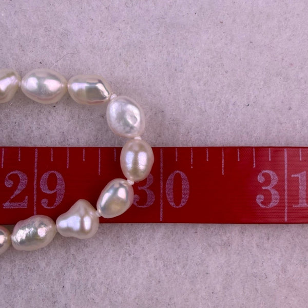 Freshwater Baroque Pearl Necklace Long Strand White Irregular Beads  Jewelry