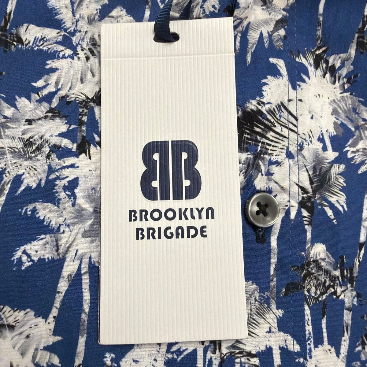 Brooklyn Brigade Mens Blue Cotton/Spandex Floral Short Sleeve Shirt Size M - New