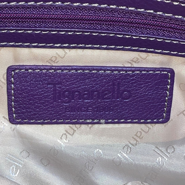 Tignanello Women’s Purple Leather With Dual Handles & Key-lace Shoulder Tote Bag