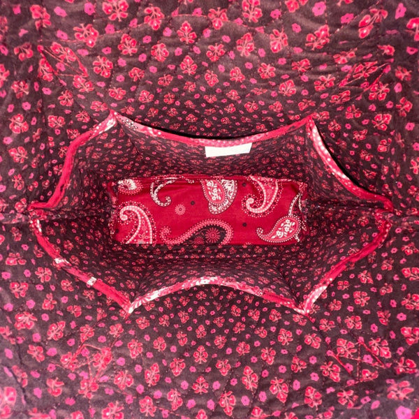 Vera Bradley Women’s Red Cotton Paisley Tote Bag With Matching Accessory Set