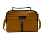 Absolutti Camel Brown & Black Faux Leather & Gold Zipper Crossbody Camera Bag