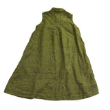 Click Womens Olive Green Linen Sleeveless Button-Down A-Line Midi Dress Size M