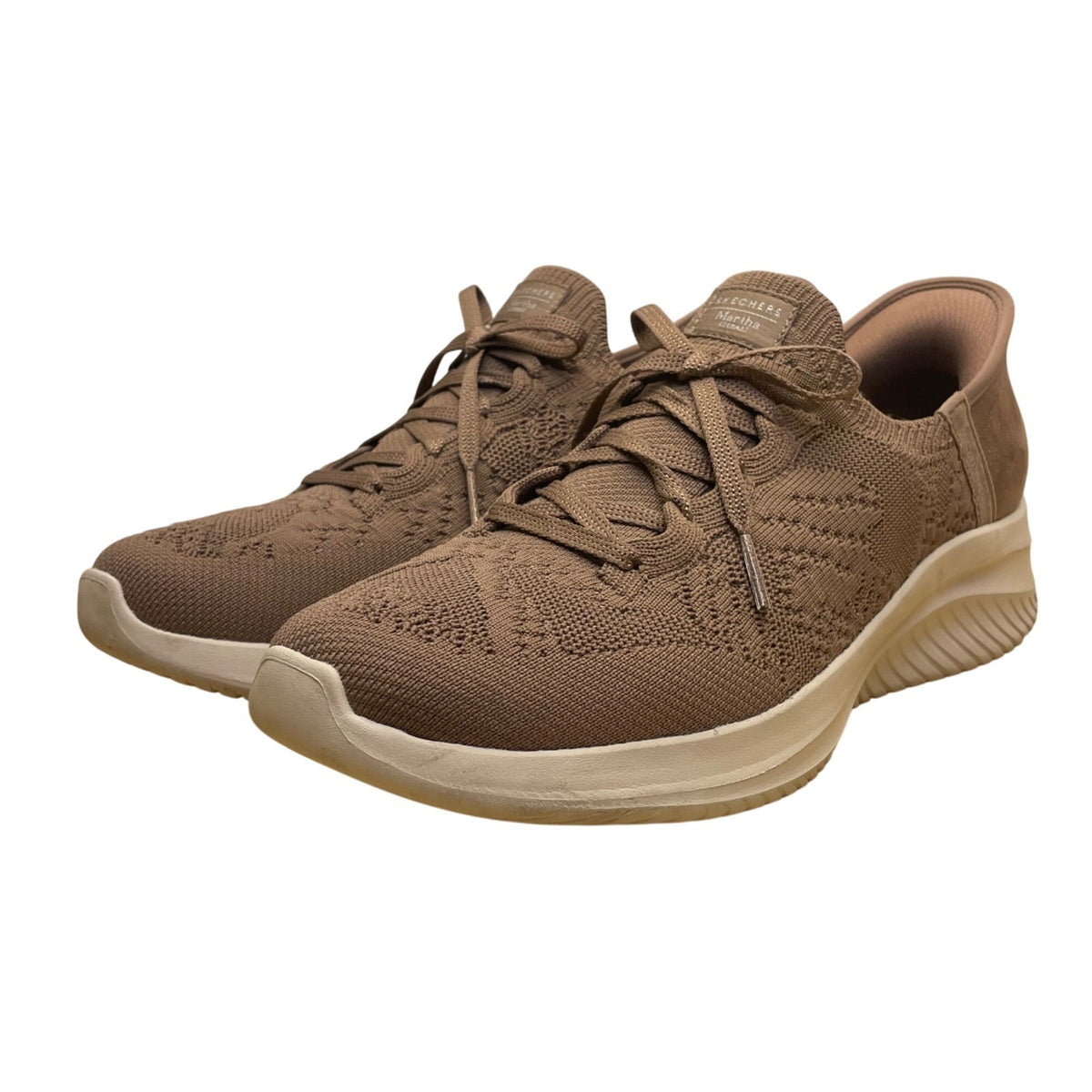 Skechers Women’s Brown Knit Lightweight Design Lace-Up Stretch Fit Shoes Size 11
