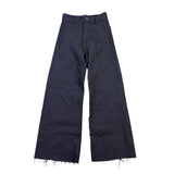 Zara Womens Black Cotton Wide-Leg Frayed Hem High-Waist Jeans Size 4