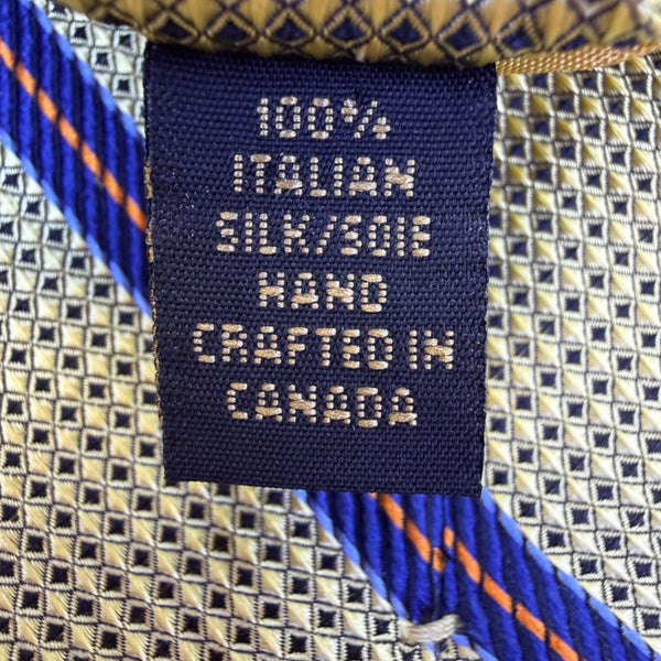 Dion Mens Blue & Orange Striped 100% Silk Tie Classic Design