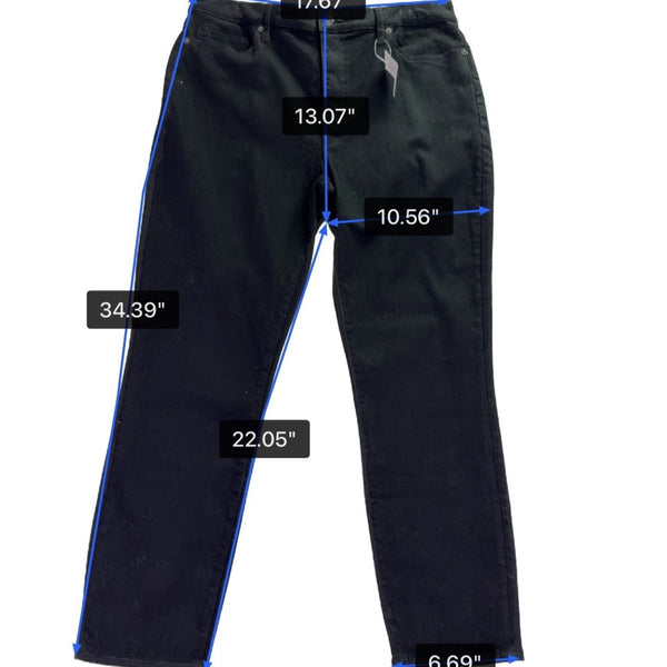 Lands End Womens Black Slim Fit 5-Pocket Stretch Denim Jeans Size 16