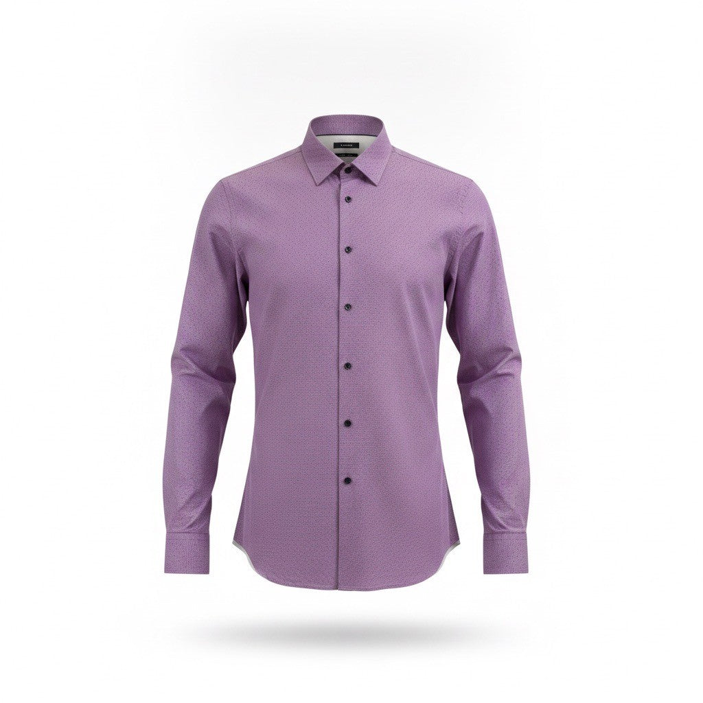 Hugo Boss Mens Purple Cotton Slim Fit Button-Up Long Sleeve Shirt Size 17 43