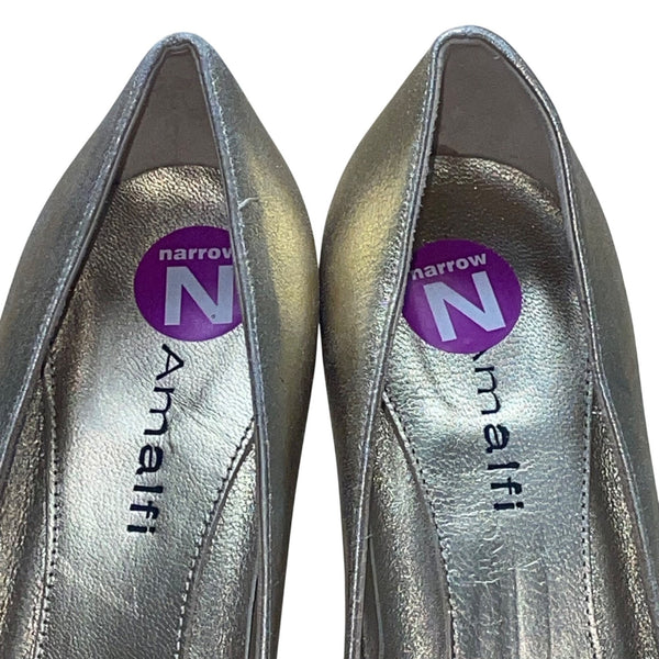 Amalfi Women’s Gold Leather Pointed-Toe High-Heel Pumps Size 7AA Narrow