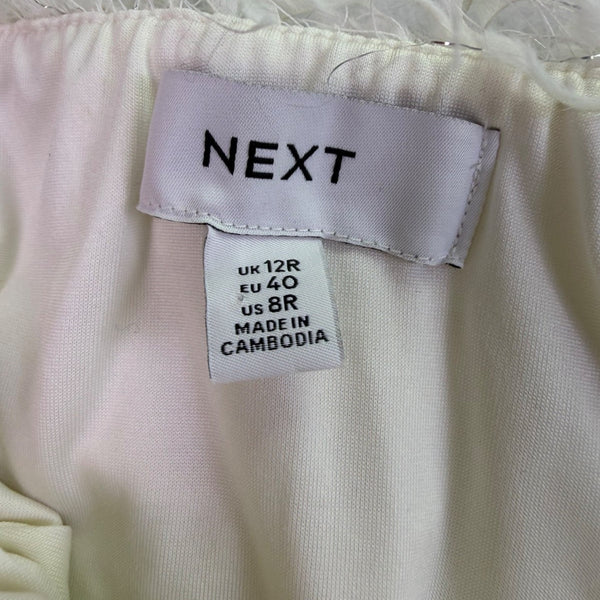Next Womens Cream Ruffled Textured Mini Skirt 100% Recycled Polyester US 8