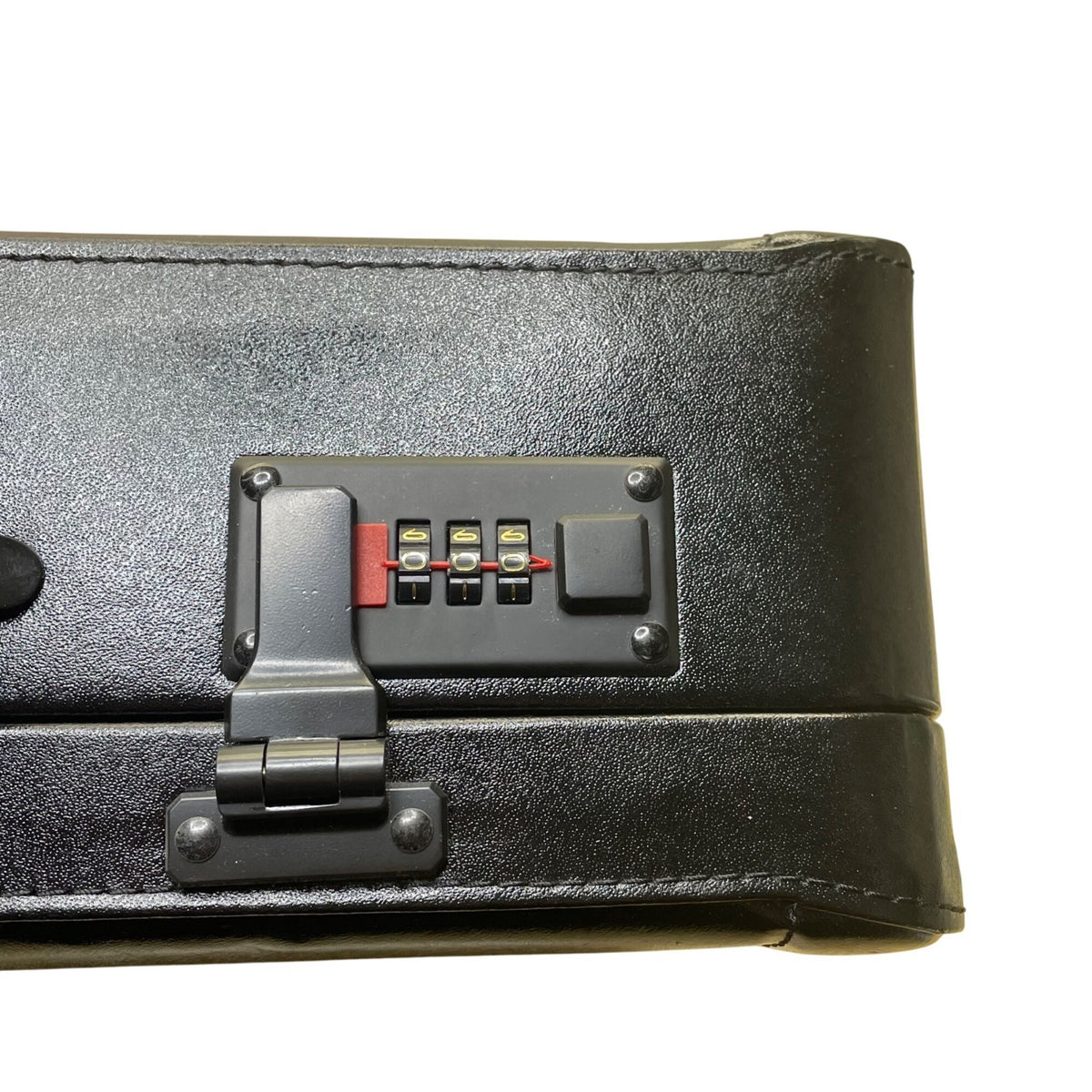 Solid Brass Black Genuine Bonded Leather Password Lock Executive Briefcase