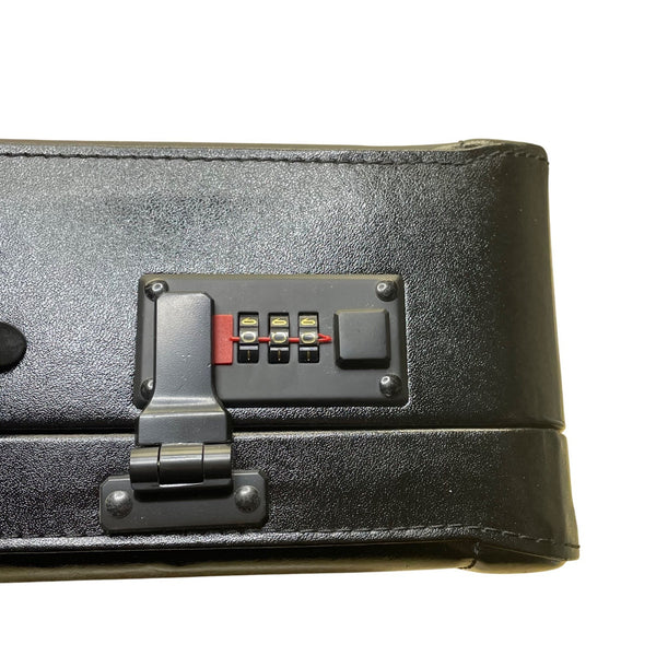 Solid Brass Black Genuine Bonded Leather Password Lock Executive Briefcase