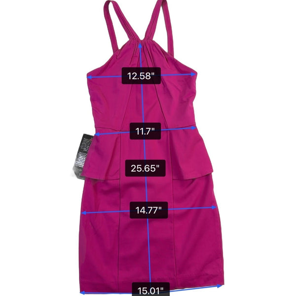 Bebe Women’s Pink Spandex Cocktail Dress Halter Peplum Style Size S