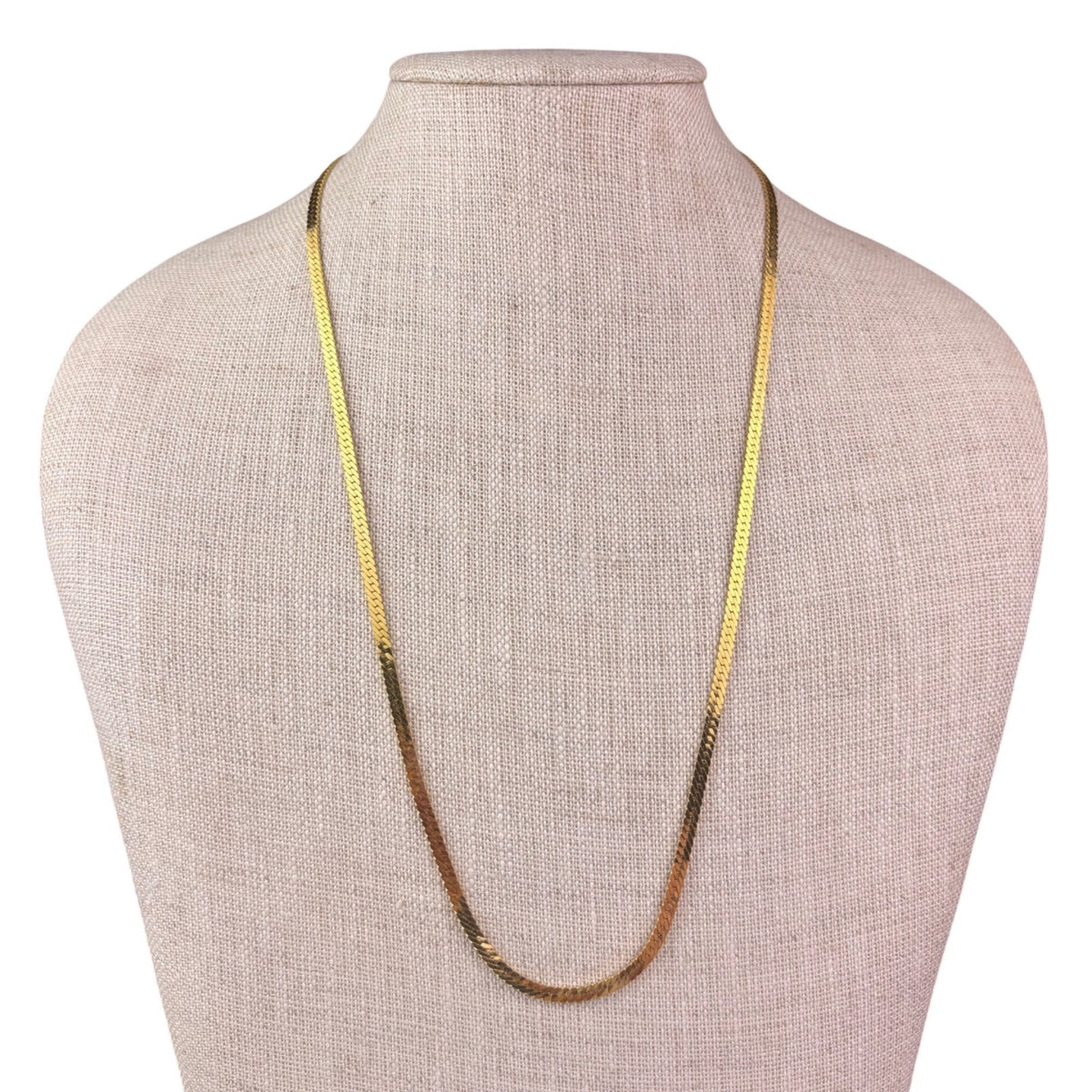 Monet Womens Gold Tone Herringbone Chain Necklace Vintage Statement Jewelry