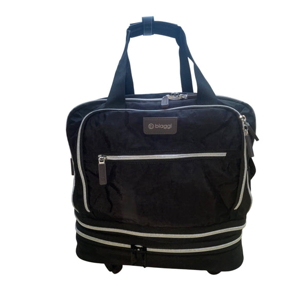 Biaggi Women’s Black Nylon Expandable With Wheels Rolling Carry-On Luggage Bag