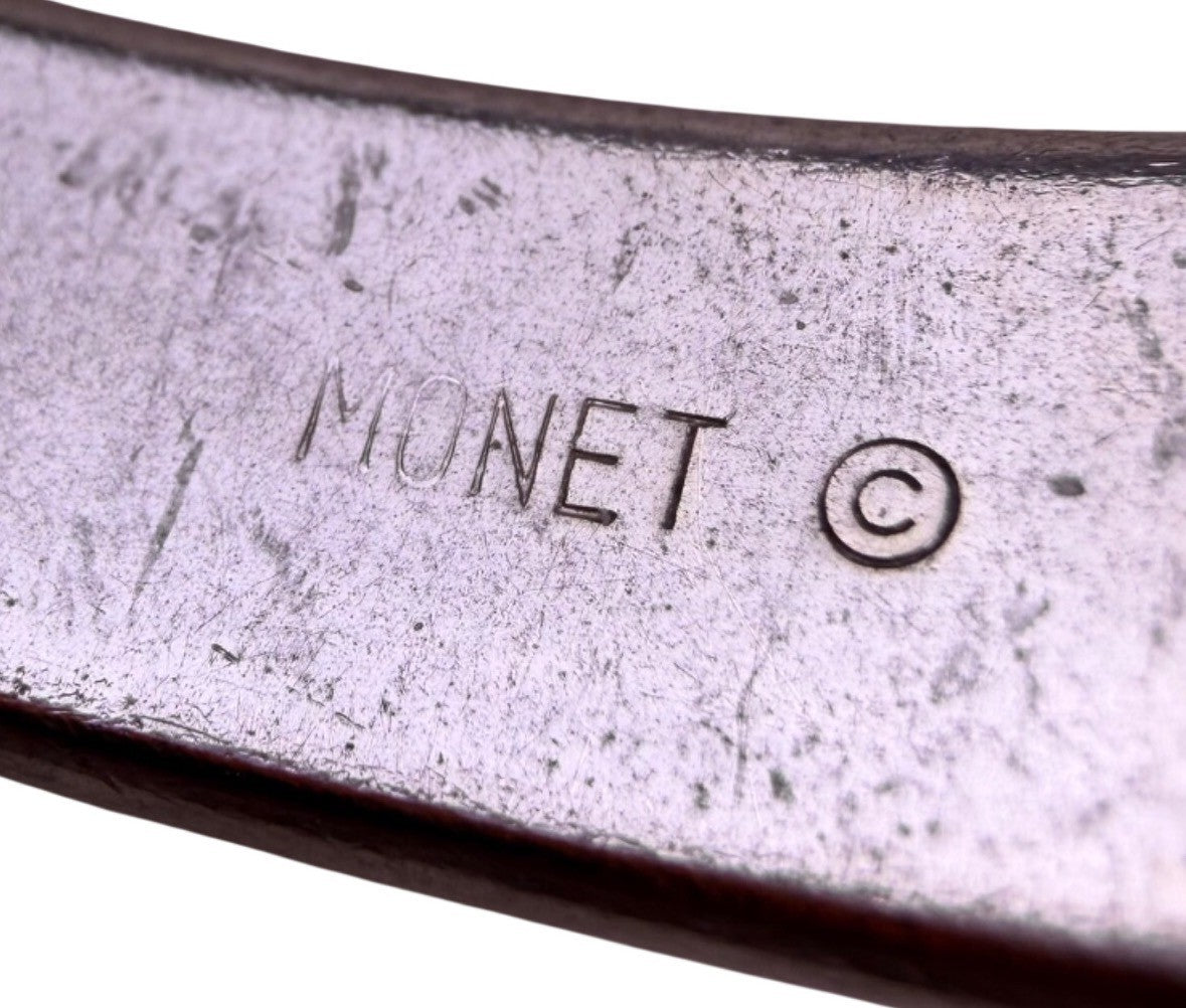 Monet Womens Silver Tone Metal Diamond-Patterned Bangle Bracelet