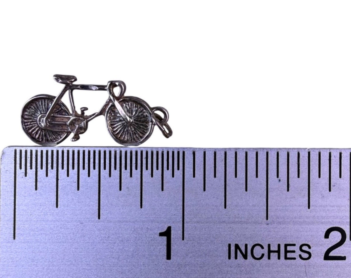 Vintage Sterling Silver Bicycle Charm With Movable Parts 925 Plata Pendant Detai