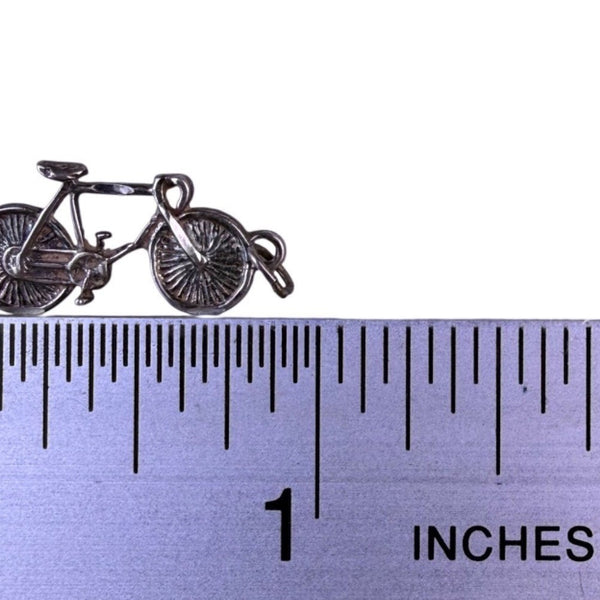 Vintage Sterling Silver Bicycle Charm With Movable Parts 925 Plata Pendant Detai