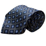XM Platinum All Silk Handmade Tie Black With Blue Floral Pattern Made In USA
