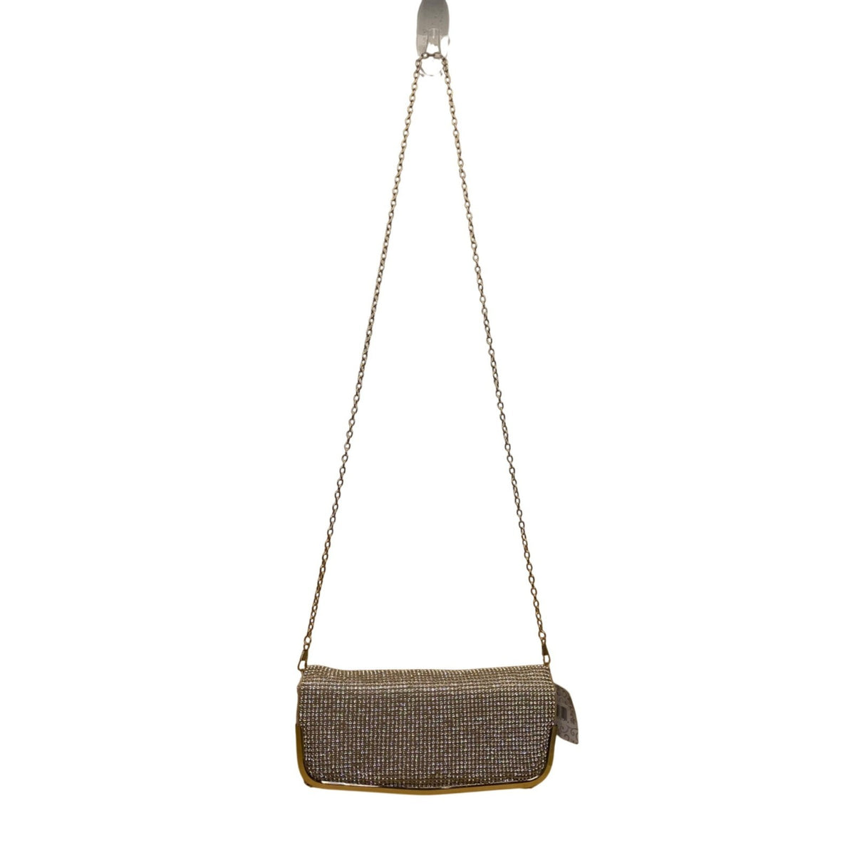Lulu Townsend Women’s Gold Metal Rhinestone Chain Strap Evening Bag